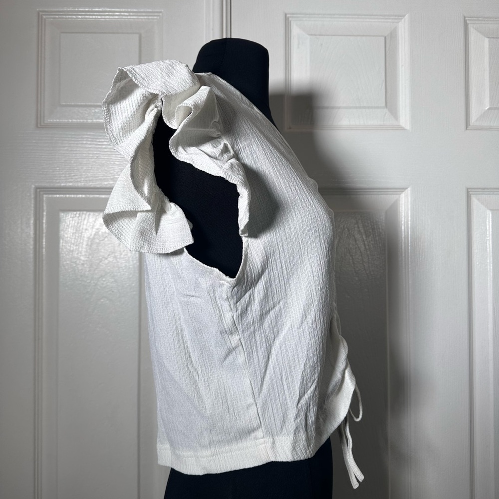 White Ruffled Sleeve Top - Picture 2 of 3
